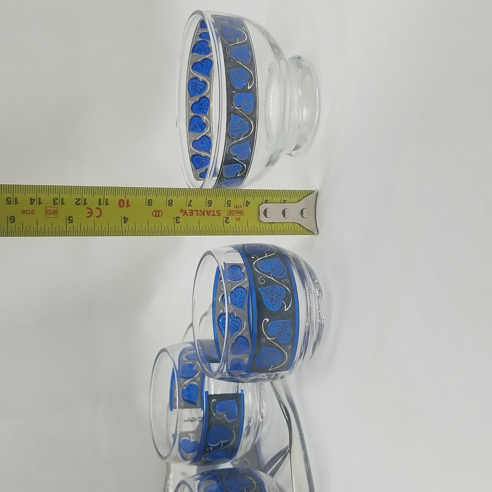 Culver Glass Mid Century Modern Blue Hearts Bar Set - Picture 6 of 16
